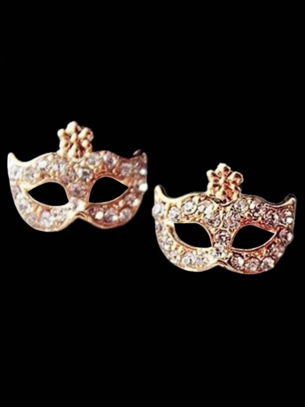 “Crystal Masquerade Mask” Eyes Wide Shut Masque Carnival Circus Mardi Gras Studs - Picture 1 of 8
